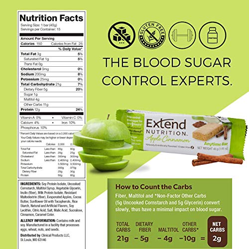Extend Bar, 1.41 Oz. Bars, Apple Cinnamon, 15 Count