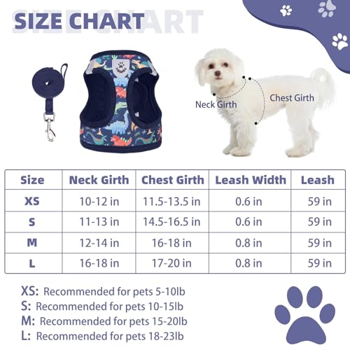 Kooltail Dog Harness for Small Medium Dogsdog Harness and Leash Set Step in No Pull Soft Mesh Padded Adjustable and Reflective Pet Vest Harness Puppy Plaid Extra Harness for Xs S Dogs Dinosaur S  Cucciolini Doodles Kooltail dog harness for small medium dogsdog harness and leash set step in no pull soft mesh padded adjustable and reflective pet vest harness puppy plaid extra harness for xs s dogs dinosaur s   cucciolini doodles