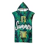 Strand Poncho mit Kapuze, DOTBUY Sommer Tropische Palme Drucken Bademantel,Herren,Damen,Mikrofaser Groß Handtuch,Einfachen Wechsel Sport Surfing Strandtuch (75x110cm,A)