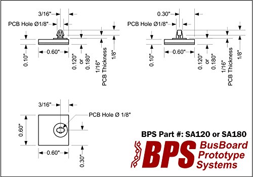 Busboard Prototype Systems Sa120 Adhesive Standoffs, 24 Pack, 0.120" Height, Offset 0.6X0.6 Base, Fits 0.125" Pcb Hole #TOP5