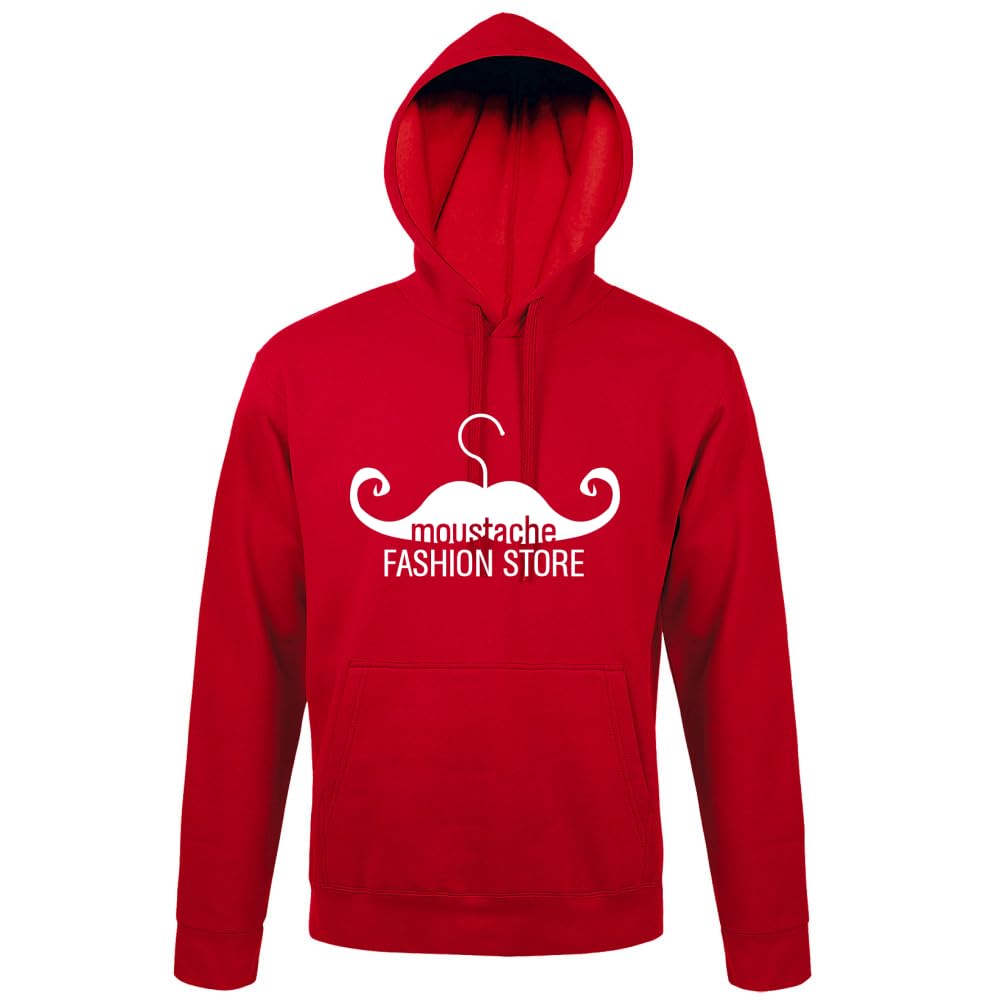Moustache appendiabiti fashion store uomo con cappuccio, Colore: rosso, S