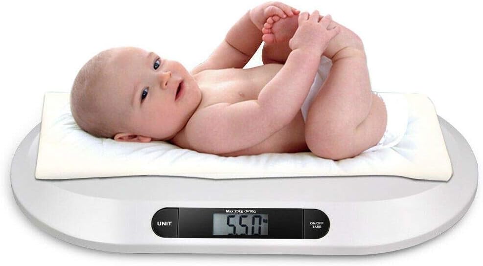LCD Digital Weighing Scale 20Kg/44lbs for Newborns Baby Puppies White 55x32x3cm