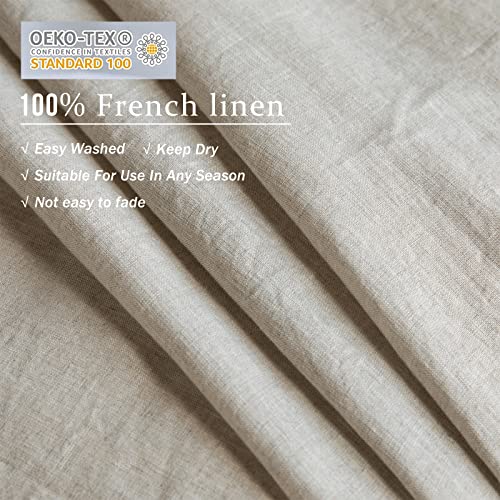 Image of XZ XIFA 100% Washed French Flax Linen Duvet Cover Set - 3 Pieces, Cooling & Textured Farmhouse Bedding for Hot Sleepers, with Zipper Closure (Natural Linen, Queen)