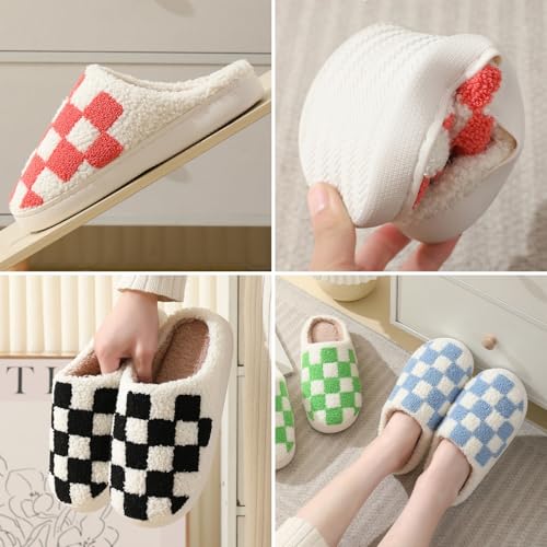 Plaid Slippers for Women and Men Cozy Indoor House Shoes with Memory Foam Comfy Checkered Design Soft Fuzzy Warm Unisex Style for Bedroom or Living Room Use3