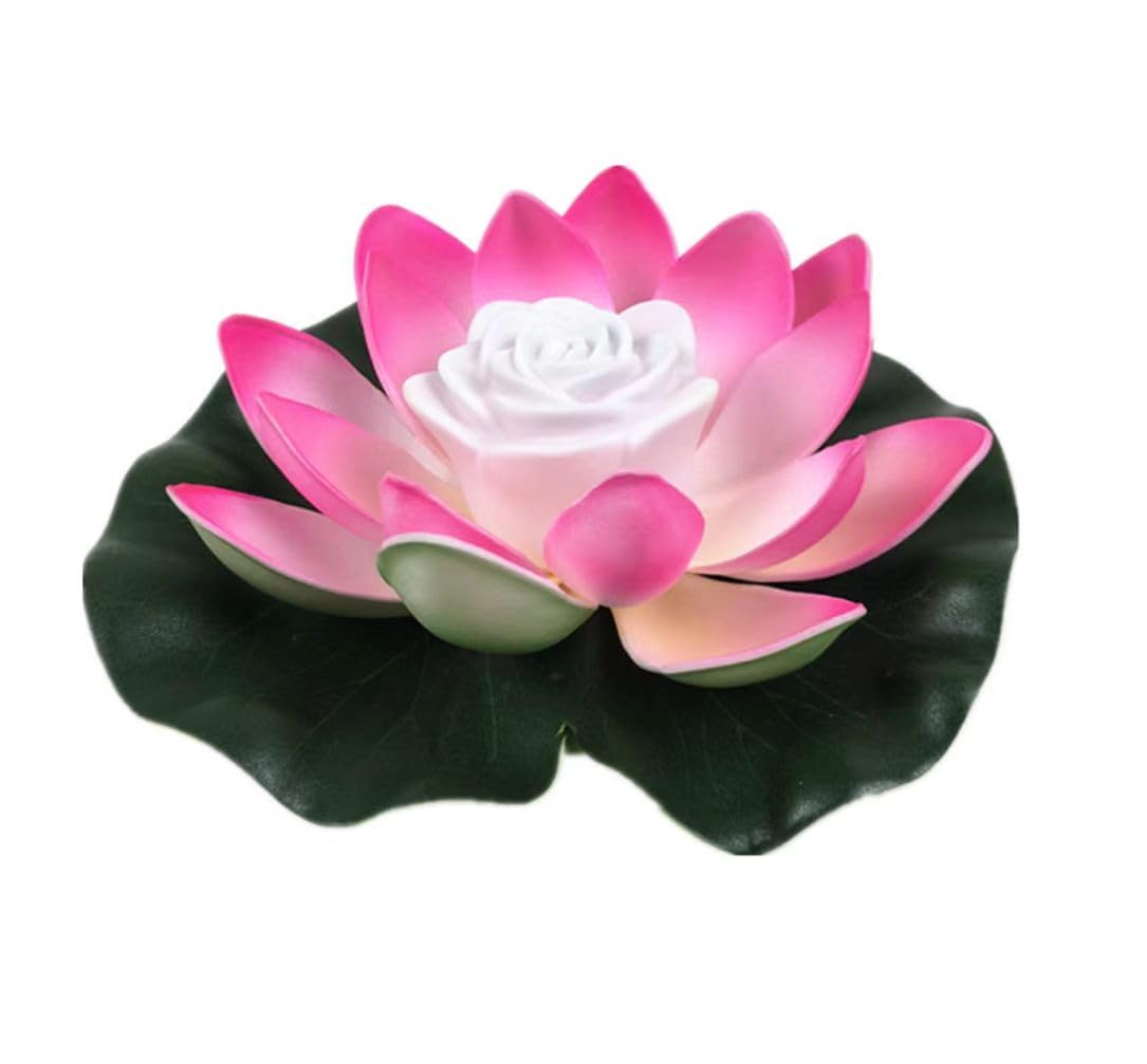 Karessories 2 Pack | Solar LED Floating Lotus Flower Light 18CM | Waterproof | For Garden Decoration, Swimming Pool, Water Fountain, Pond
