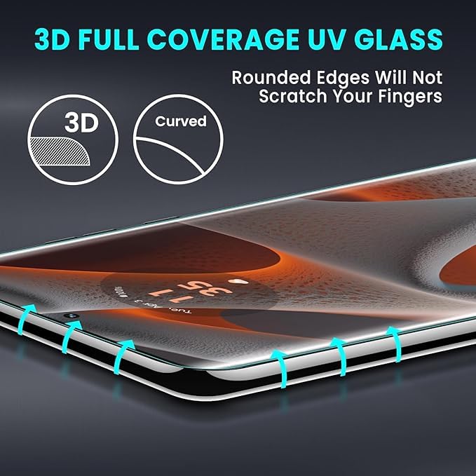 Image of 3D UV Tempered Glass Curved Design for Google Pixel 7 Pro (5G) Advanced Border Less Full Edge to Edge Screen Protector and Easy Installation Kit
