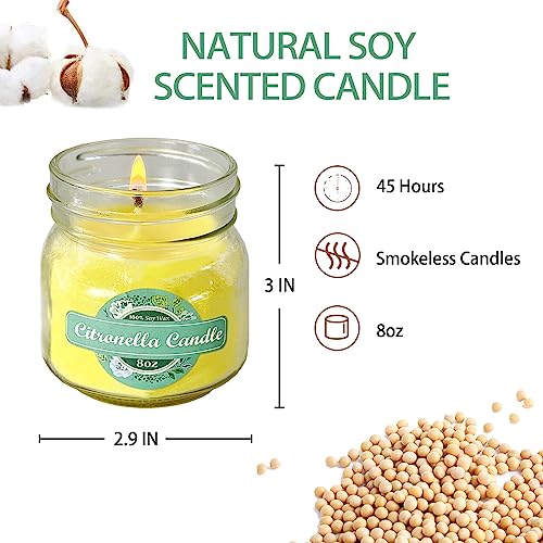 Kicada MHLZ05 Mason Jar Candles Citronella Candles Outdoor Indoor Candle Set thumb #1