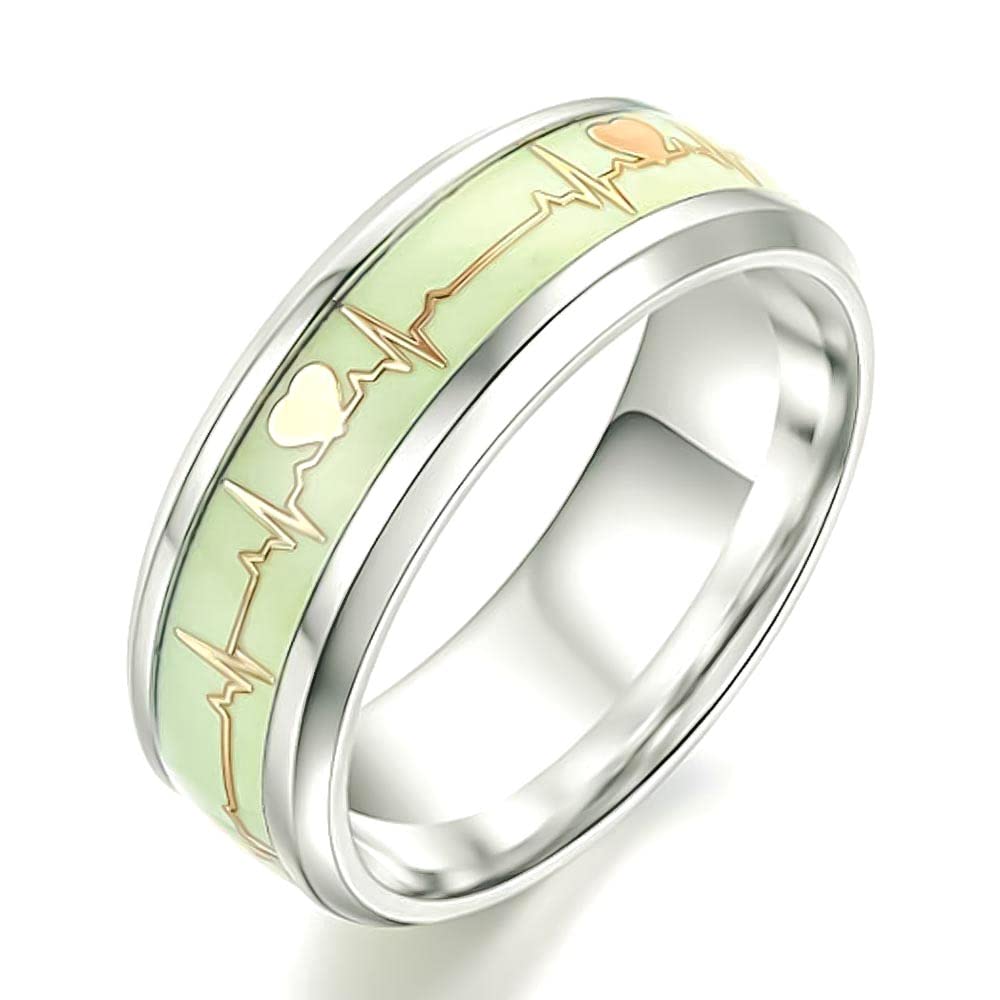 University Trendz Golden Luminous ECG Heartbeat Ring - Stainless Steel Glow in The Dark Ring for Boys/Girls/Men/Women (Size 7) (B0B31QGCVW) Amazon Price History, Amazon Price Tracker