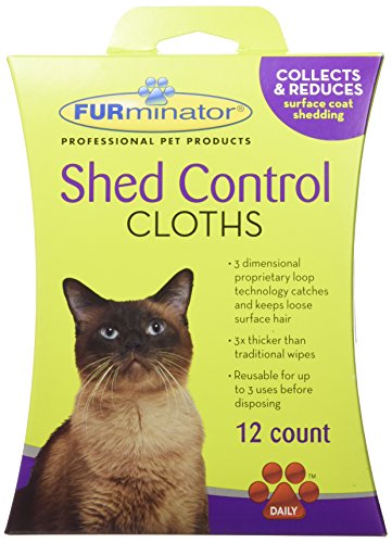 FURminator Cat Shed Control Cloths, 12-Count