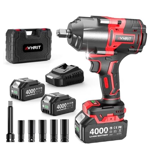 Avhrit Akku-Schlagschrauber 1600N.m, 21V 1/2 Zoll Bürstenloser Schlagschrauber mit 2 x 4000mAh Akkus, 5 Steckdosen, LED-Leuchte, für Radmuttern von Familienauto, Wohnmobil, LKW