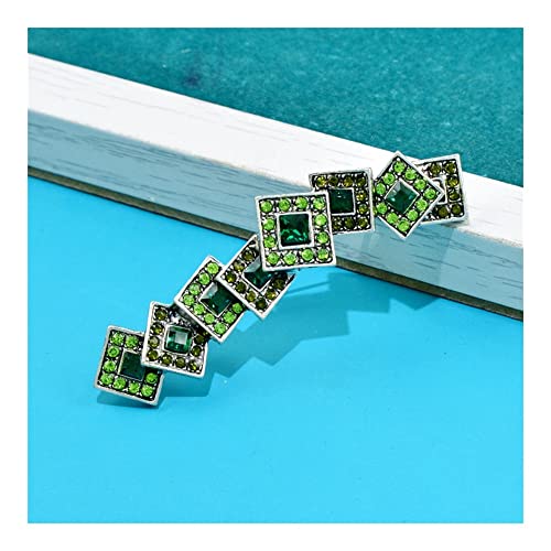 Broche géométrique strass haut de gamme vert bleu accessoire veste - 4