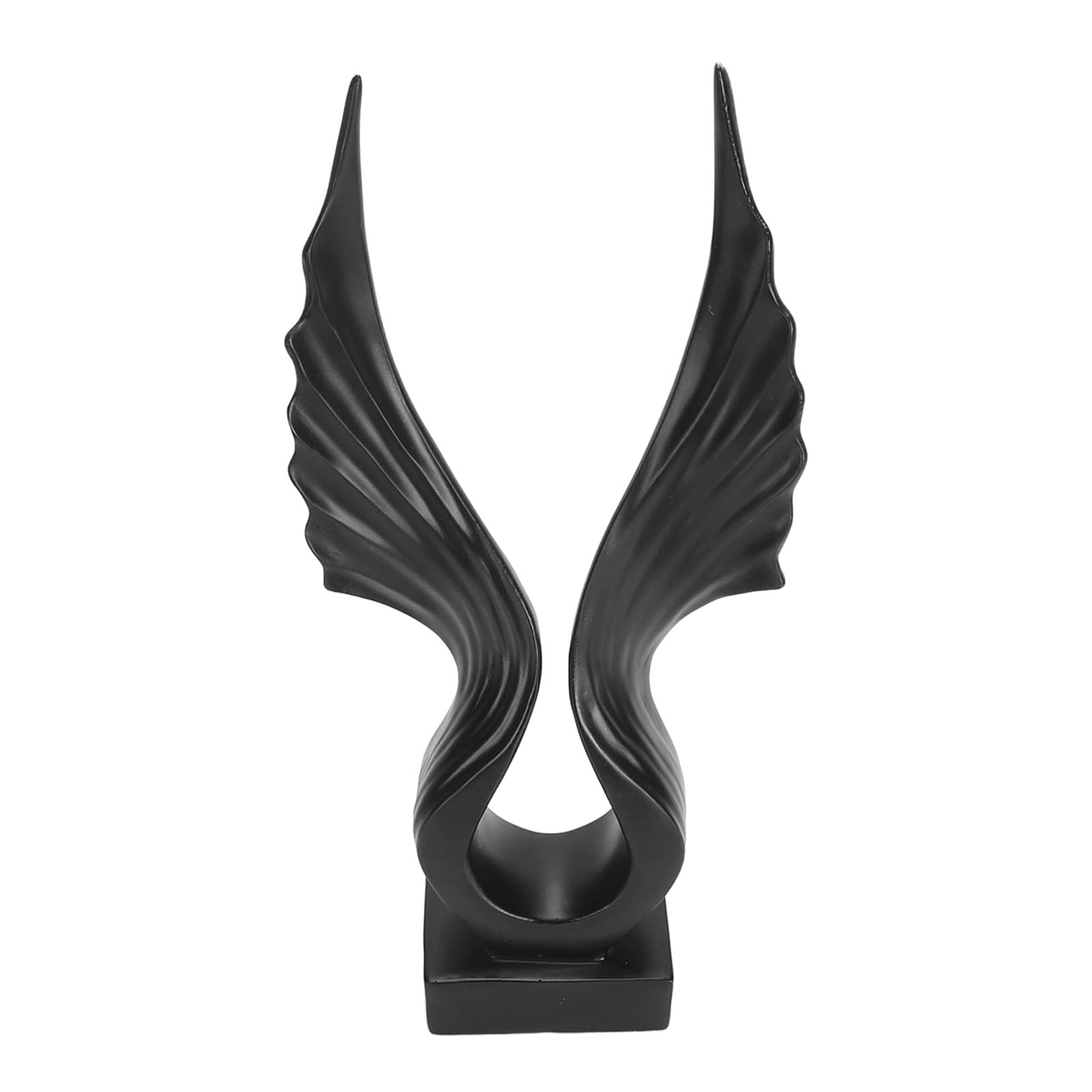 Statua ornamentale da scrivania, elegante decorazione astratta a forma di ala in resina vivida per ufficio (nero)