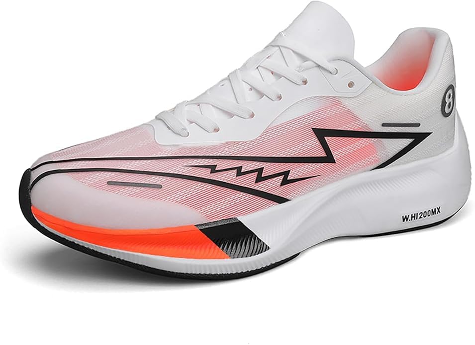 Carbon Plate Running Shoes Men Road Running Shoes Tennis Shoes Wide Arch Support Lightweight Breathable Walking Sneakers (White, US Footwear Size System, Adult, Men, Numeric, Medium, 9.5)