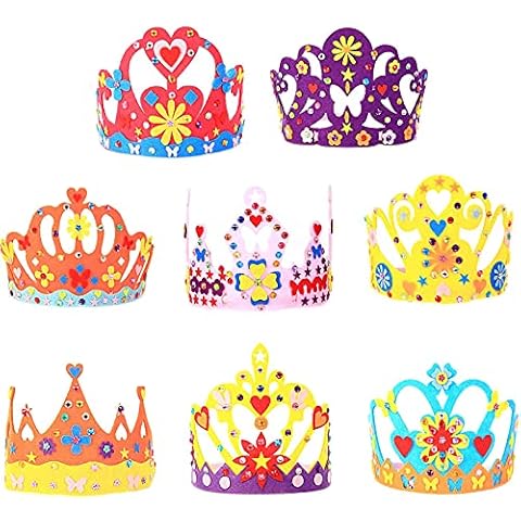 Duyteop 8 Stück Prinzessin Kronen DIY, DIY Filz Partyhüte Bastelset Cover