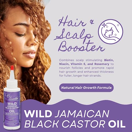 Cb Smoothe Wild Jamaican Black Castor Oil (4 Oz) – Hair Growth Formula With Biotin, Niacin & Rosemary – Gentle For Daily Use – Light Weight - Non Greasy – Improves Scalp Circulation #TOP3