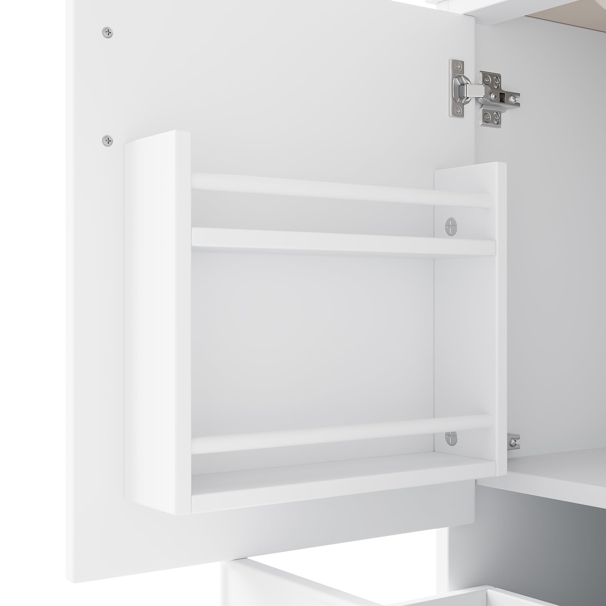 76,5 x 47 x 82 cm, mobiletto sottolavabo bianco, lavabo in ceramica integrato, superficie verniciata, estraibile laterale a due livelli (stile 1)