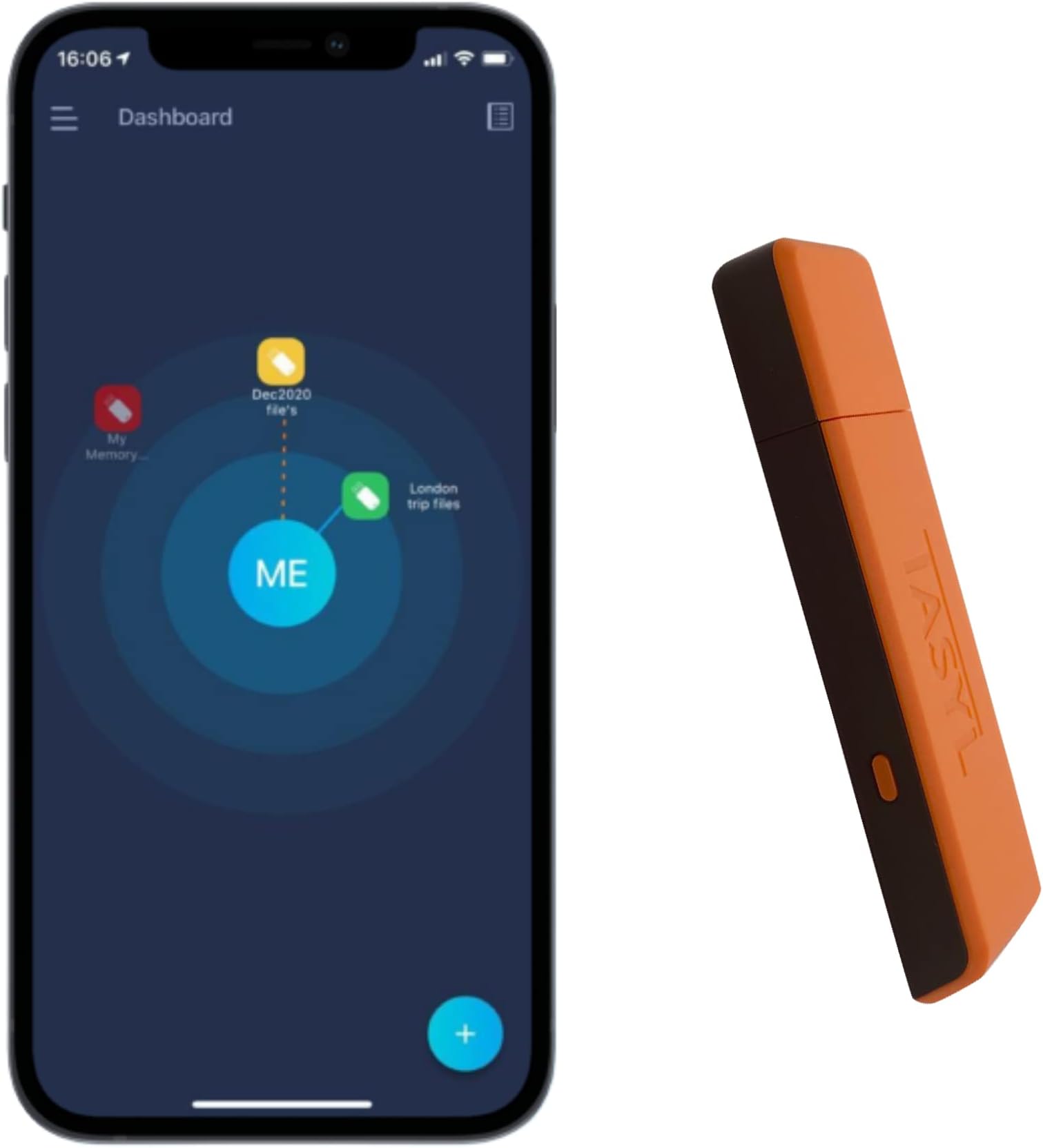 TASYL Track 512 GB USB 3.2 Flash Drive, With Bluetooth Tracker, SuperSpeed Up to 550 MB/s Read & 500 MB/s Write, Find Your Drive Quickly & Last Known Location with Tasyl App, Orange