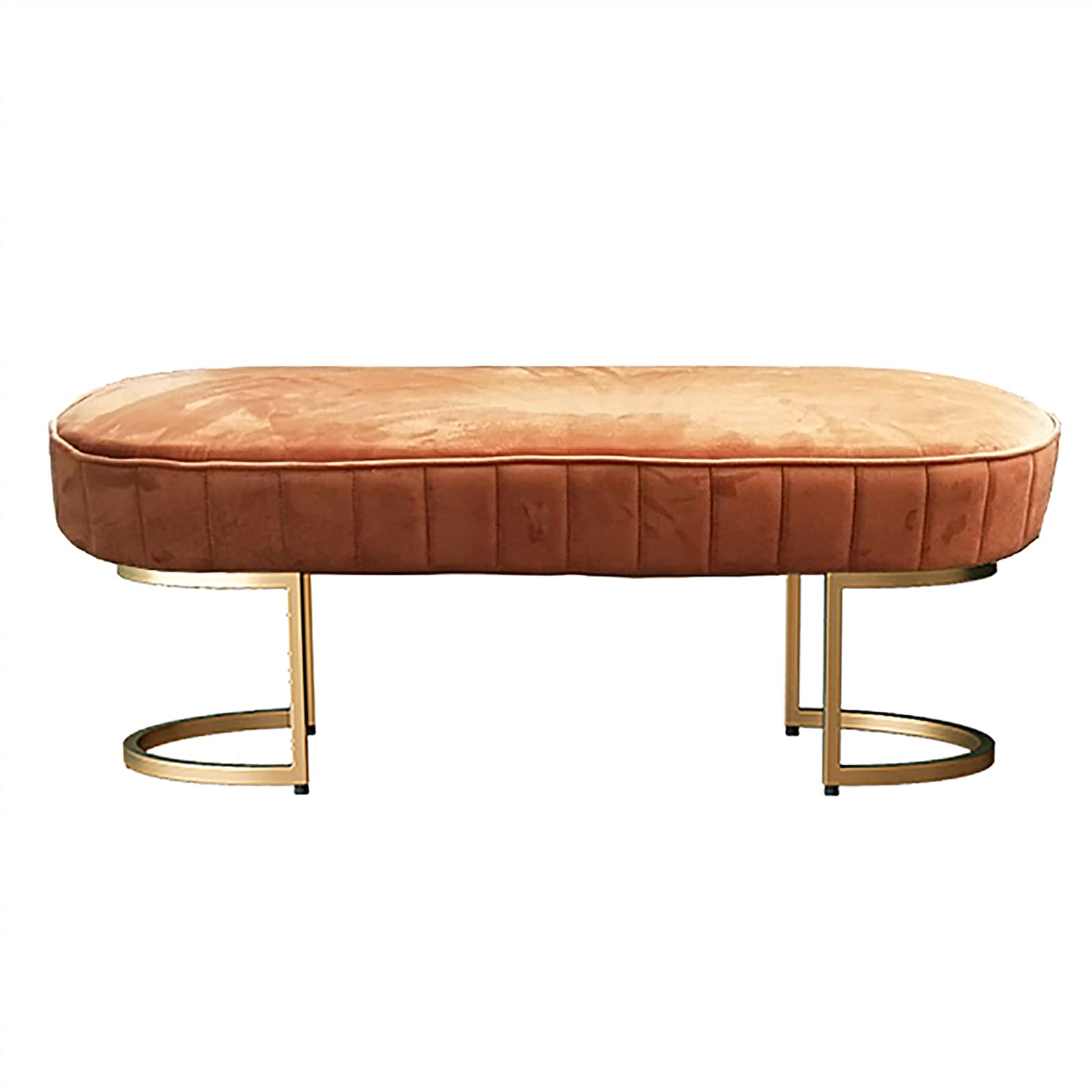 Banc en velours doré premium de 80 cm, assise capitonnée élégante pour l'entrée