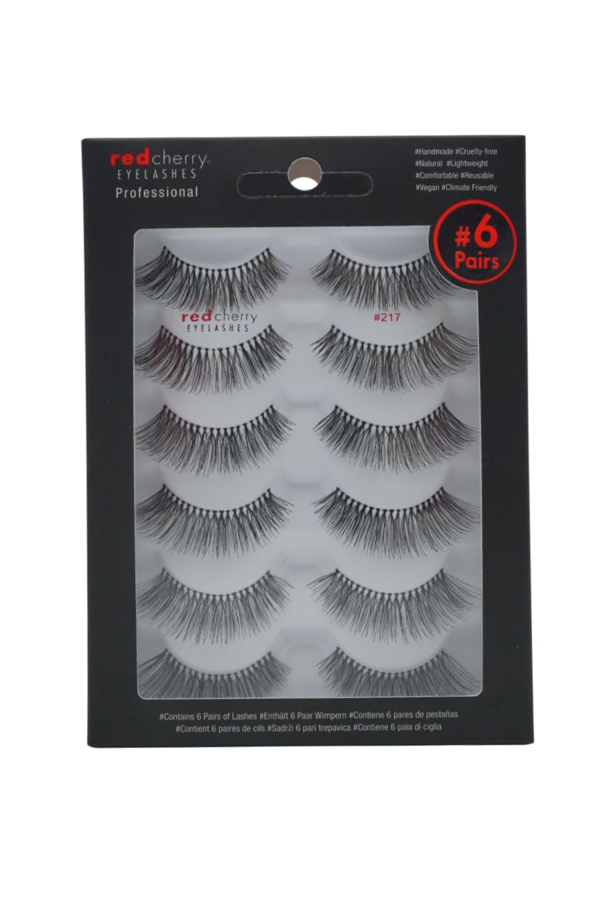 False Eyelashes #217 Black Human Hair - 6 Pairs