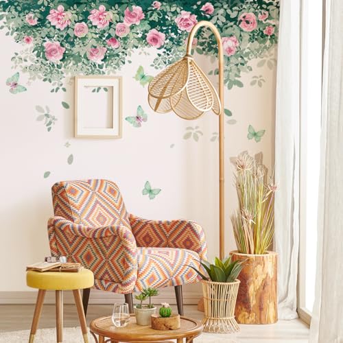 Vinilo Decorativo Floral Rosa y Mariposa miniatura 3