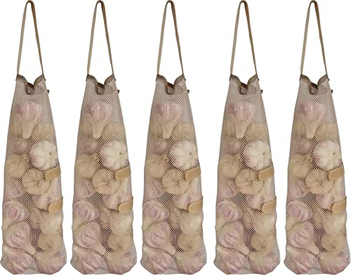 Bolsas de red para ajos y cebollas que evitan la humedad en la despensa 8
