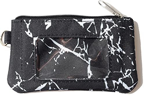 wallet wrist strap black marble wallet grunge abstract halftone Women's wrist lanyard wallet, Small Zipper Wallets for Women, Zip ID Case Wallet (BLKMAB)