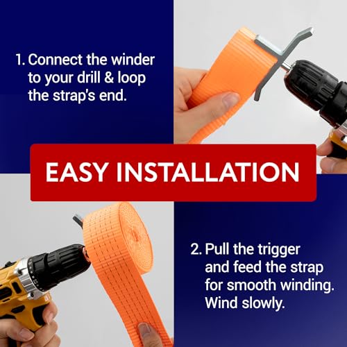 Impresa Ratchet Strap Winder for Drill - Steel Drill Strap Rollers for Flatbeds, Trucker Straps & Trailer Winch Straps - Fits Impact Drivers - for Up to 4 Inch - Image 5