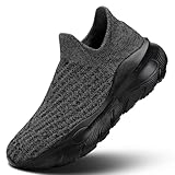 AONEREALRUN Men's Slip On Walking Shoes Running Comfortable Tennis Breathable Lightweight Non Slip Athletic Gym Workout Casual Fashion Sneaker All Black