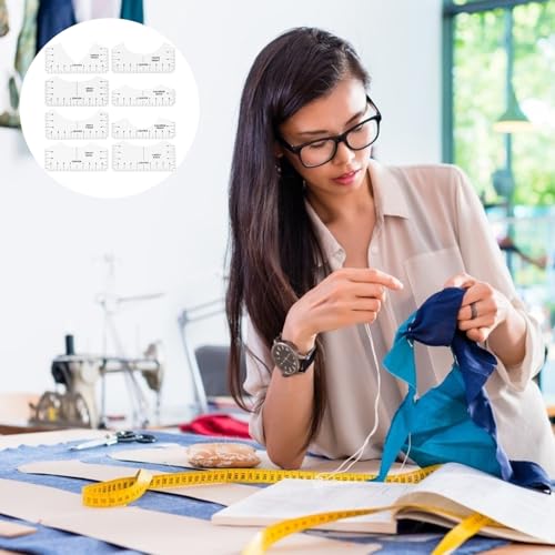 Alipis Regla para Centrar Camisetas 8 Piezas Herramienta de Alineación de Cuello Redondo Blanca Plantilla para Camisetas Portátil y Flexible para Medición Precisa Costura