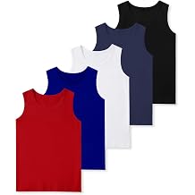 5-Pack Boys Tank Tops Cotton Kids Sleeveless Tops Boys Undershirts Age 2-16 | 100% Cotton Boys Sleeveless Top,Soft Kids Toddler Tank Tops, Casual Basic Youth Tank Tops, Breathable Undershirts for Boys