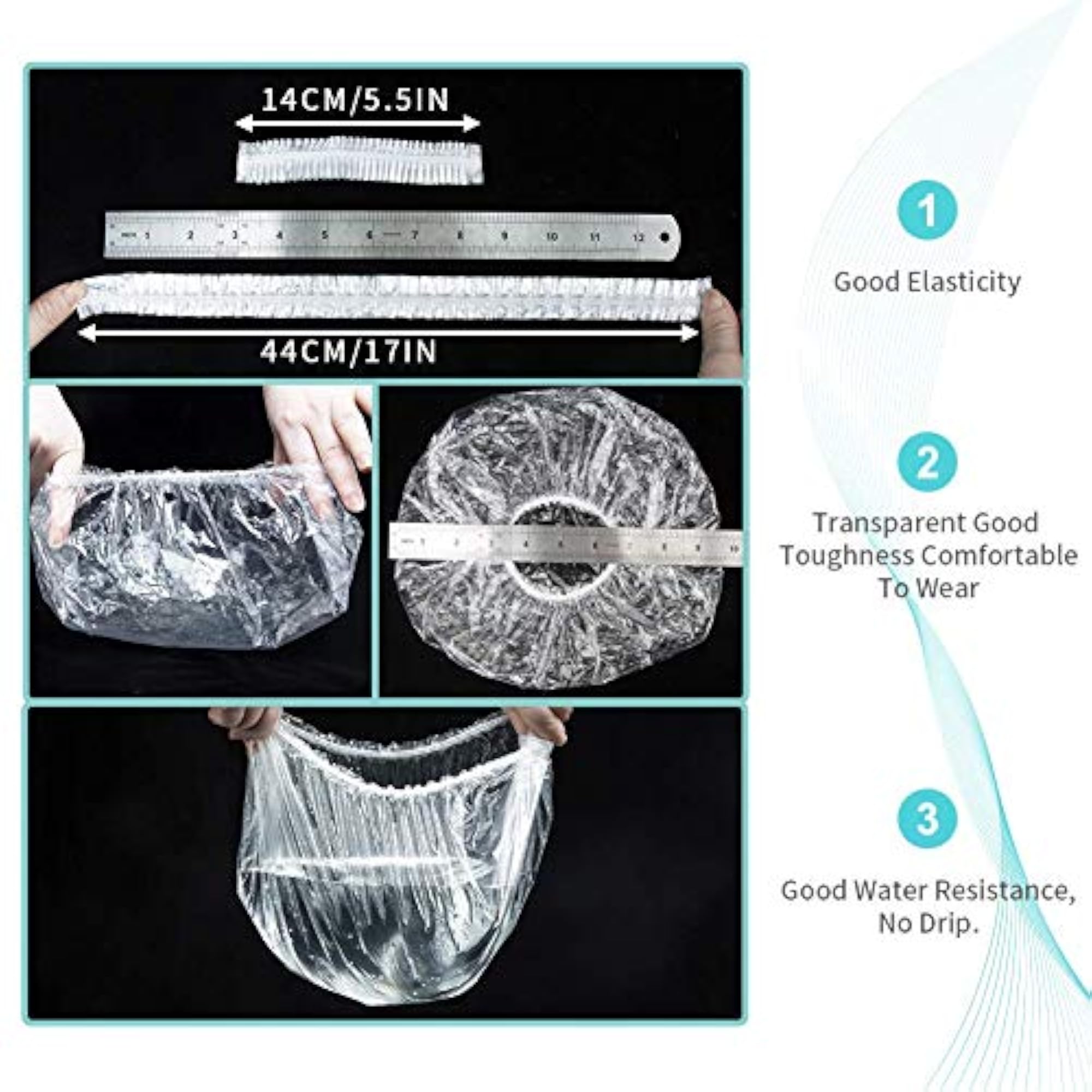 Set of 100 Disposable Waterproof Shower Caps