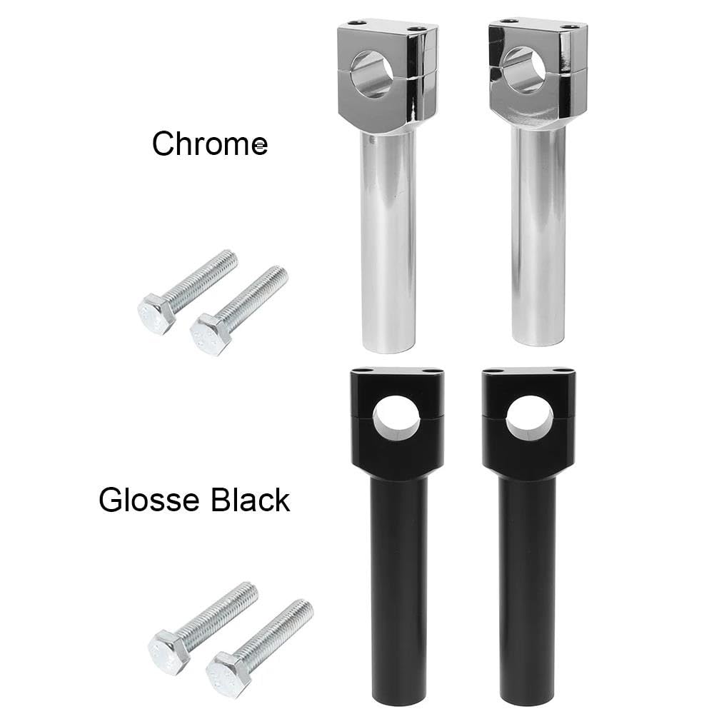 Elevadora Manillar Adaptador Abrazadera para Manillar Motocicleta Universal 22/25 Mm Aluminio Cromado Negro Accesorios para Motocicleta(22MM Chrome)