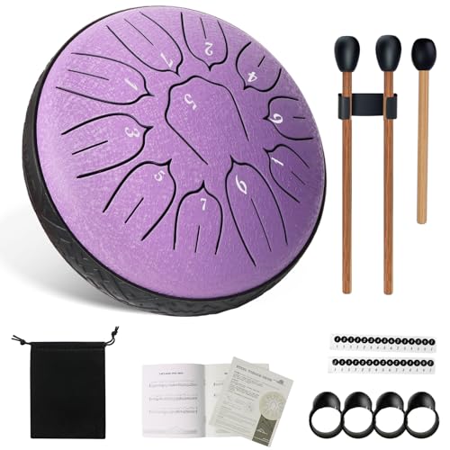 Aedcbaide Mini Steel Tongue Drum Enfant à 6 Pouces 11 Tons, Handpan Drum Instrument de Musique Adulte à Percussion en Acier de Tambour Zenà Main pour...