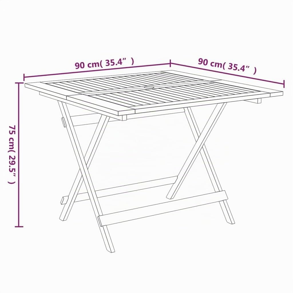 vidaXL Mesa de Jardín Plegable, Mesita Rectangular, Mesa de Camping Pícnic, Mueble de Comedor para Jardín Patio, Madera Maciza de Acacia