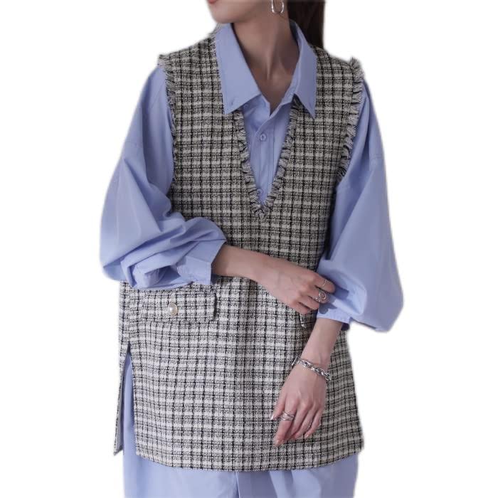 【新品】cafune カフネ　コットンツイード深Vネックジレ 楽天市場】cafune（カフネ）コットンツイード 深いVネック ジレ