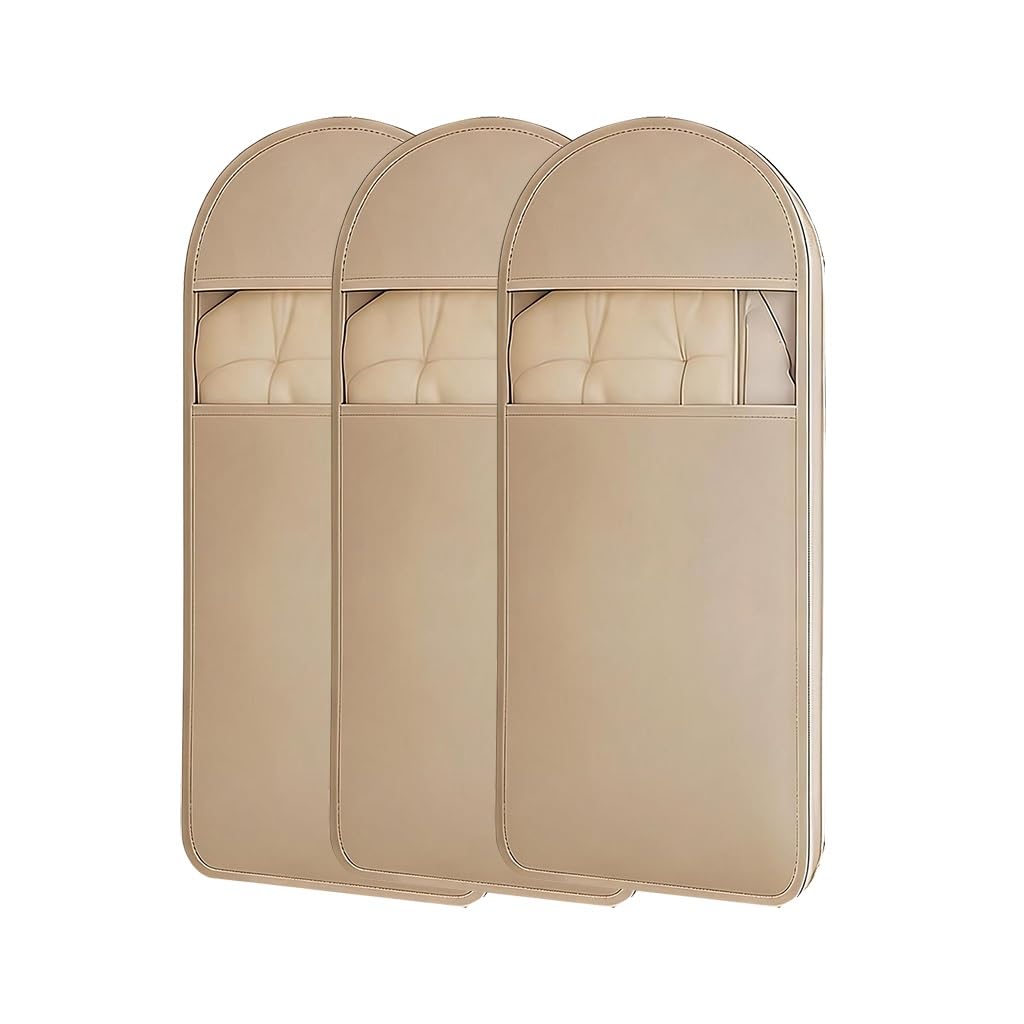 Wardrobe bag garment bags for hanging clothes space saving hanging garment bag with self compression zipper(Beige,110 * 58 * 15CM)