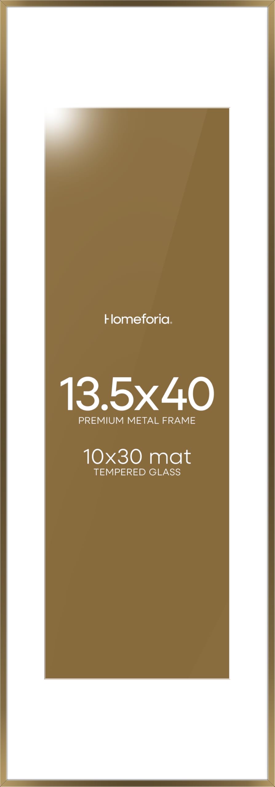 Homeforia 13.5x40 Bronze Picture Frame, High-End Metal, 10x30 Mat, Glass | High End Aluminum, Tempered Glass, Acid-Free 10x30 Removable Mat, 13.5x40 in Edge-to-Edge Display 40x13.5, Wall Kit, Set Of 2