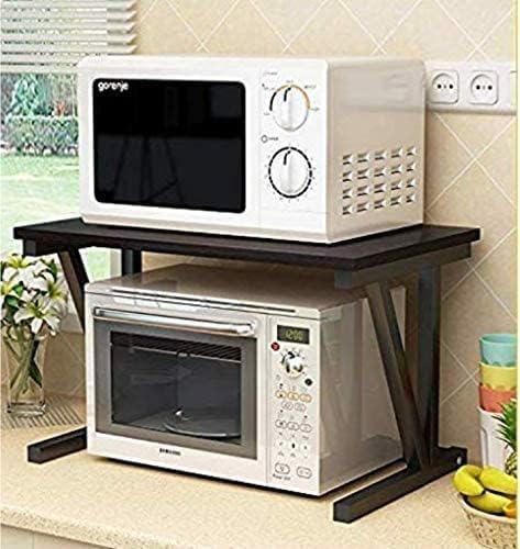 INDIAN DECOR 36600 New Classic Space saving Kitchen Rack 23.6inch Microwave Oven Stand Kitchen Cabinet and Counter Shelf Organizer Spicy Shelf Rack Toaster Organizer, MDF Black