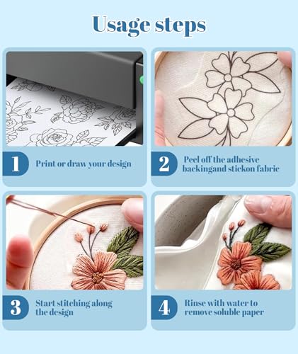 Image of Manthan 3 Pcs Embroidery Stickers for Stitching, Water Soluble Paper for Embroidery, Design Stickers Paper for Machine Embroidery, Hand Made for Delicate Fabrics