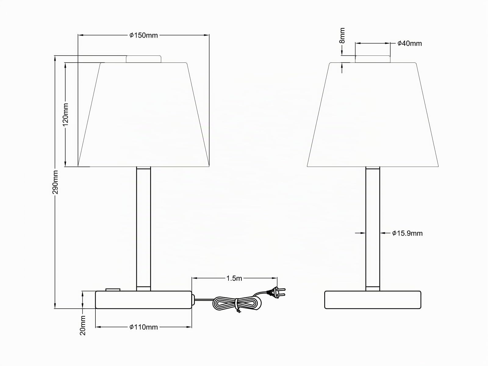 Trio Leuchten – Lampada da tavolo, Metallo/Vetro ombrello, integrato, 4 W, cromato, 15 x 15 x 29 cm