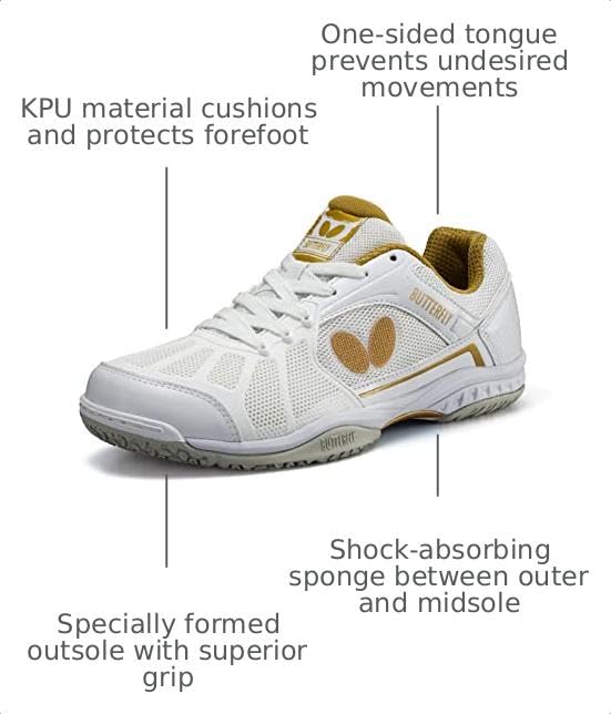 Image of Butterfly Lezoline Rifones Shoes - Professional Table Tennis Shoe with Footwork Support, Flexibility, Shock Absorbing Cushion, Gripping Ping Pong Shoe
