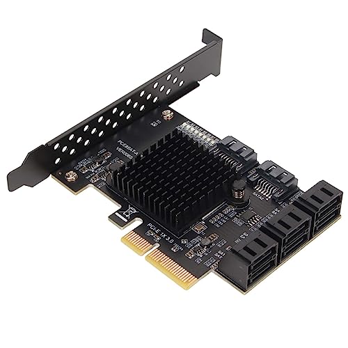 8 Port SATA Card, PCIE to SATA 3.0 Expansion Board with Large Heat Sink, Short Baffle for and Linux, Support Hot Swappable Boot System Disk