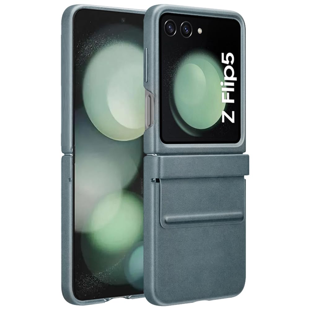 MARGOUN For Samsung Galaxy Z Flip 5 Premium Soft Leather Case Elegant Phone Case (Dark Grey)