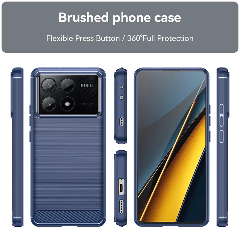 Image of Hybrid Carbon Fiber Back Case for Poco X6 Pro (Blue)