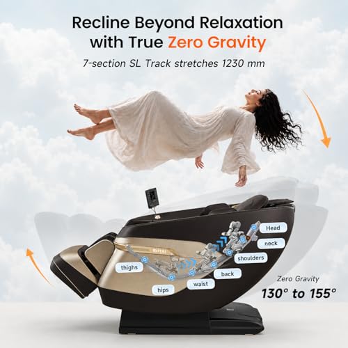 Image of ROTAI R-RELX Luxury 3D Massage Chair | 19 Auto Programs | Zero Gravity Recliner | 7 inch Touchscreen Controller | Bluetooth Speakers | Smart Voice Control | Child Lock & Sleep Mode (Brown)