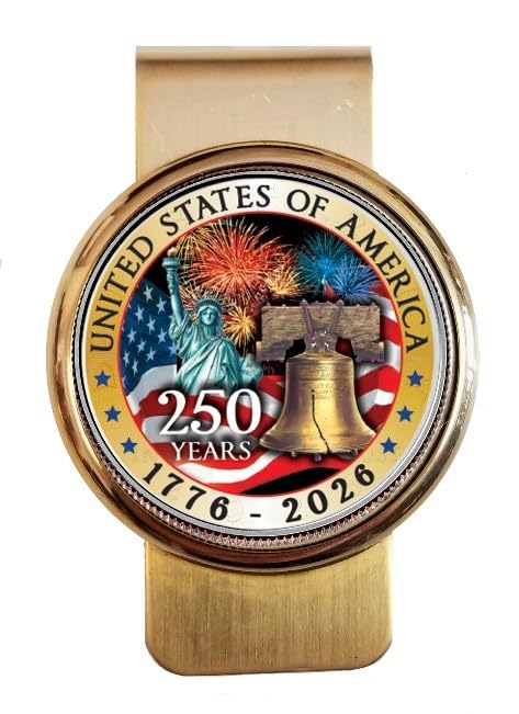 The Matthew Mint USA 250th Anniversary Colorized JFK Half Dollar Money Clip