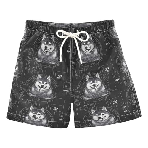 senya Shiba Dog Black Boys Swim Trunks Toddler Shorts Swimwear Boardshorts