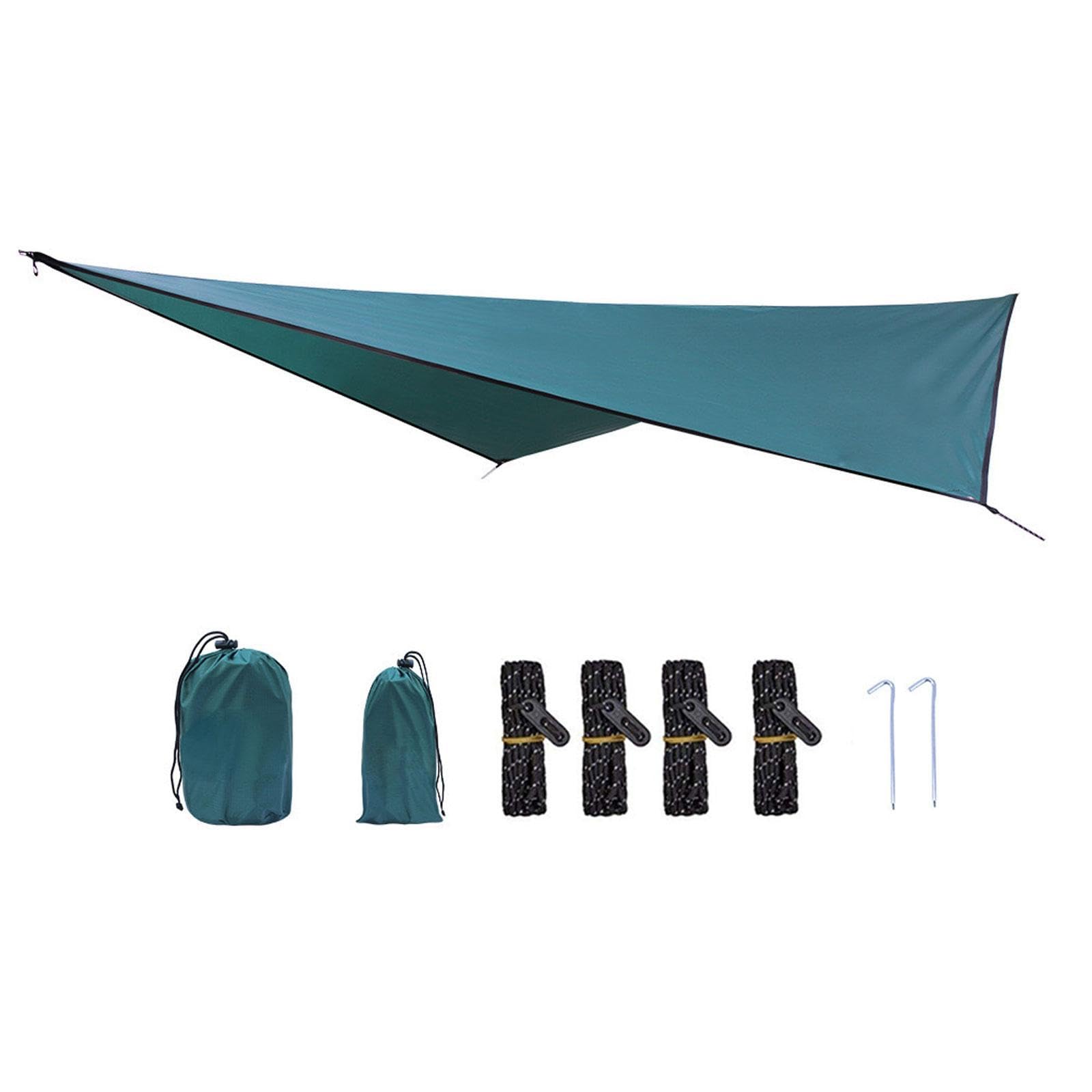 Camping Tarp Hammock Canopy Sun Protection Large Tent Tarp Awning Rain Awning for Fishing, Backyard, Traveling Picnic Outdoor, Dark Green
