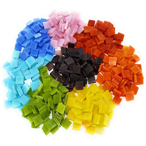 Colorful Mosaic Tiles – 480 Pieces Pack Of Assorted Stained Glass Mosaic Tile Supplies For Diy Crafts, Plates, Picture Frames, Flowerpots, Handmade Jewelry – Small Square Decorative Tiles In 8 Colors #TOP7