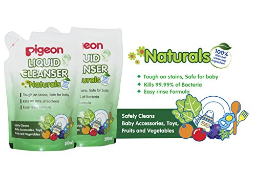 Image of Syga 4 Pcs Baby Milk Bottle Nipple Straw Brush Sponge Nylon Cleaning Brush Cleaner Bottle Tong Set R&Pigeon Naturals Liquid Cleanser Refill Combo, 200Ml (Pack of 2)